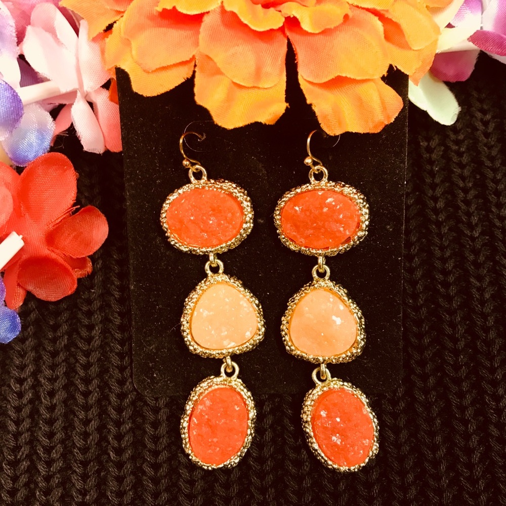 🌟3 druzy stone dangle earrings 🌟